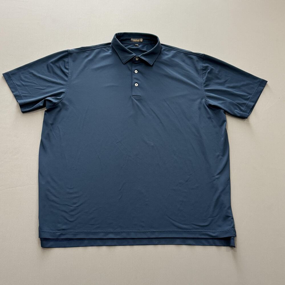 Peter Millar Shirt Mens 2XL Blue Summer Comfort Golf Polo Performance Stretch